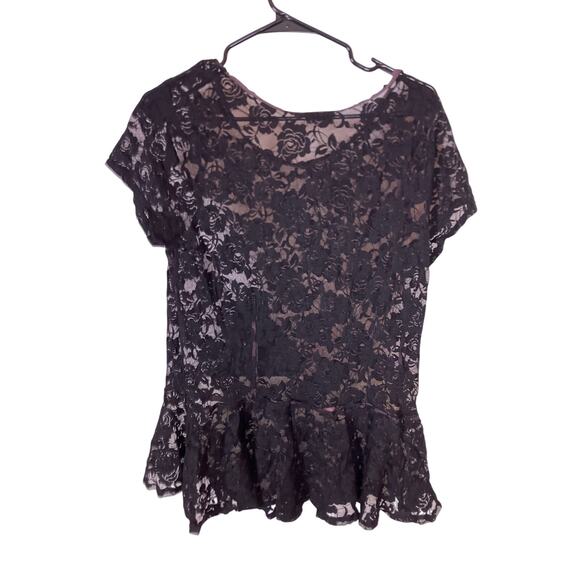 Distressed Black Lace Mini Dress Women’s Small Sheer Whimsygoth Y2K Grunge - Picture 3 of 5